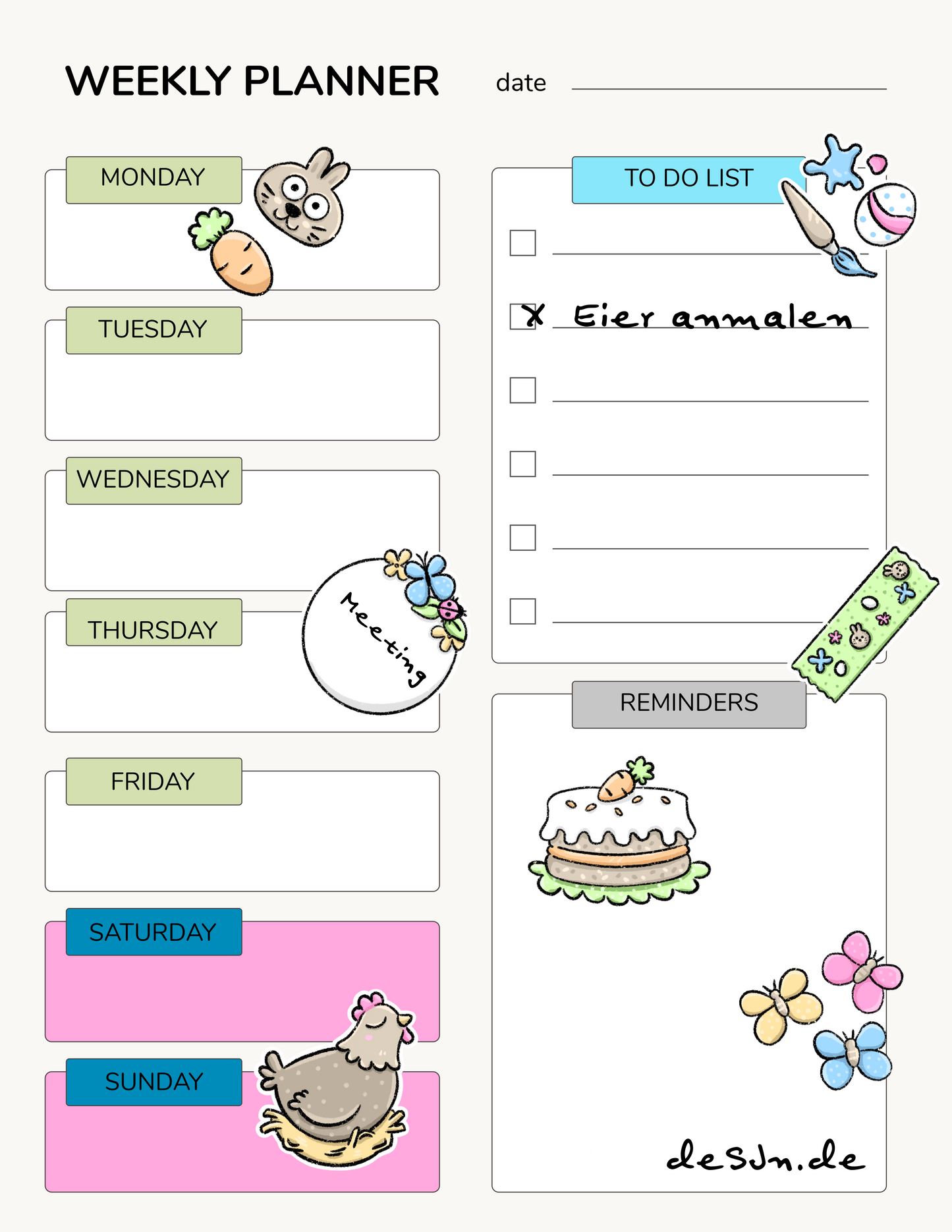 Das Oster-Paket – 32 handgezeichnete Motive für dein Osterfest Hol dir den Frühling und die Vorfreude auf Ostern in deinen digitalen Planer