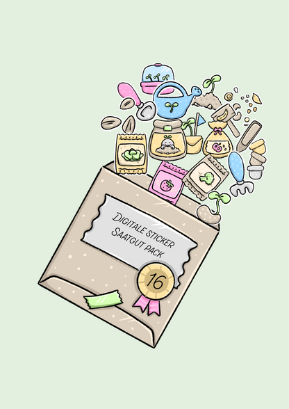 Saatgut Pack 16 digitale Sticker Gartenkalender GoodNotes Frühling