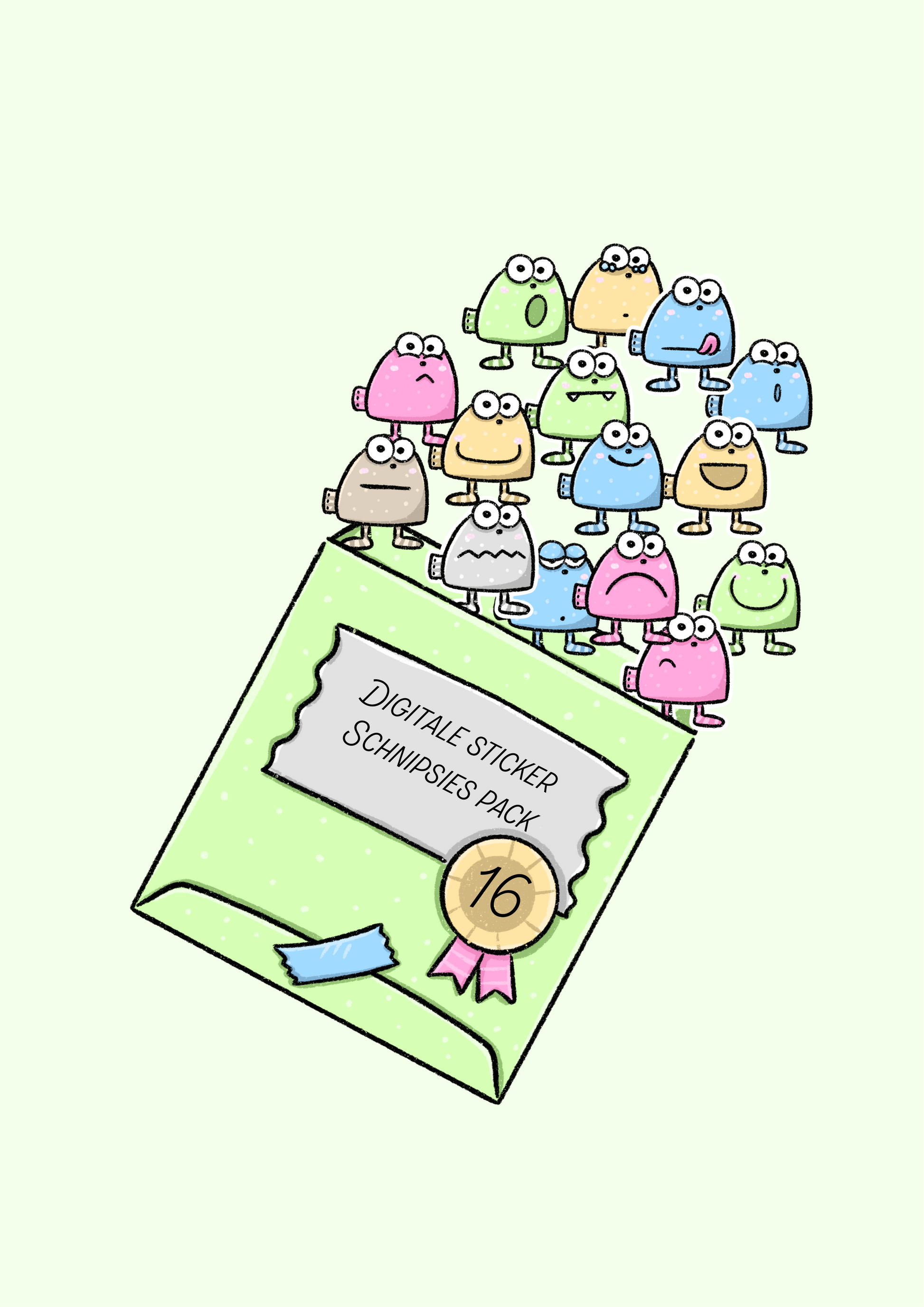 Emotionen Schnipsies 16 digitale Sticker Gefühle Planer