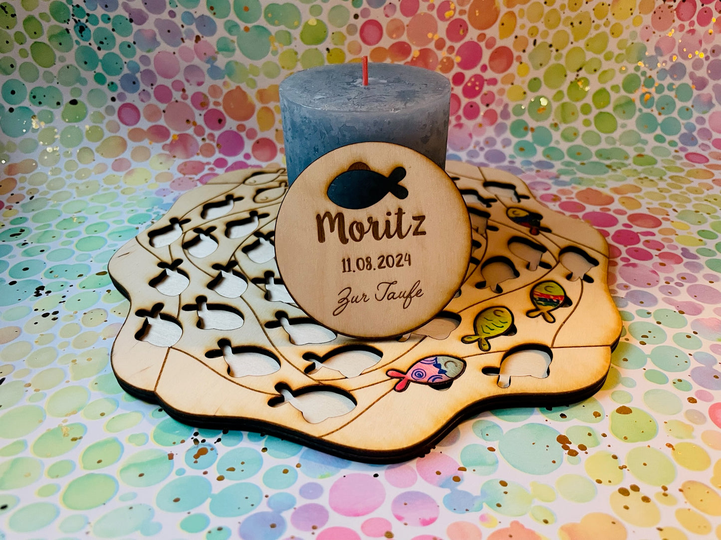 alternatives Gästebuch - Holzpuzzle Fische (20 oder 40 Fische)