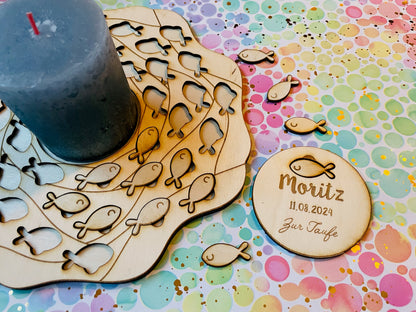 alternatives Gästebuch - Holzpuzzle Fische (20 oder 40 Fische)