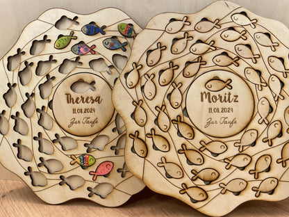 alternatives Gästebuch - Holzpuzzle Fische (20 oder 40 Fische)