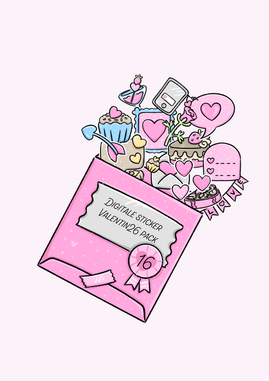 Valentins Pack 16 digitale Sticker Liebe GoodNotes Valentinstag